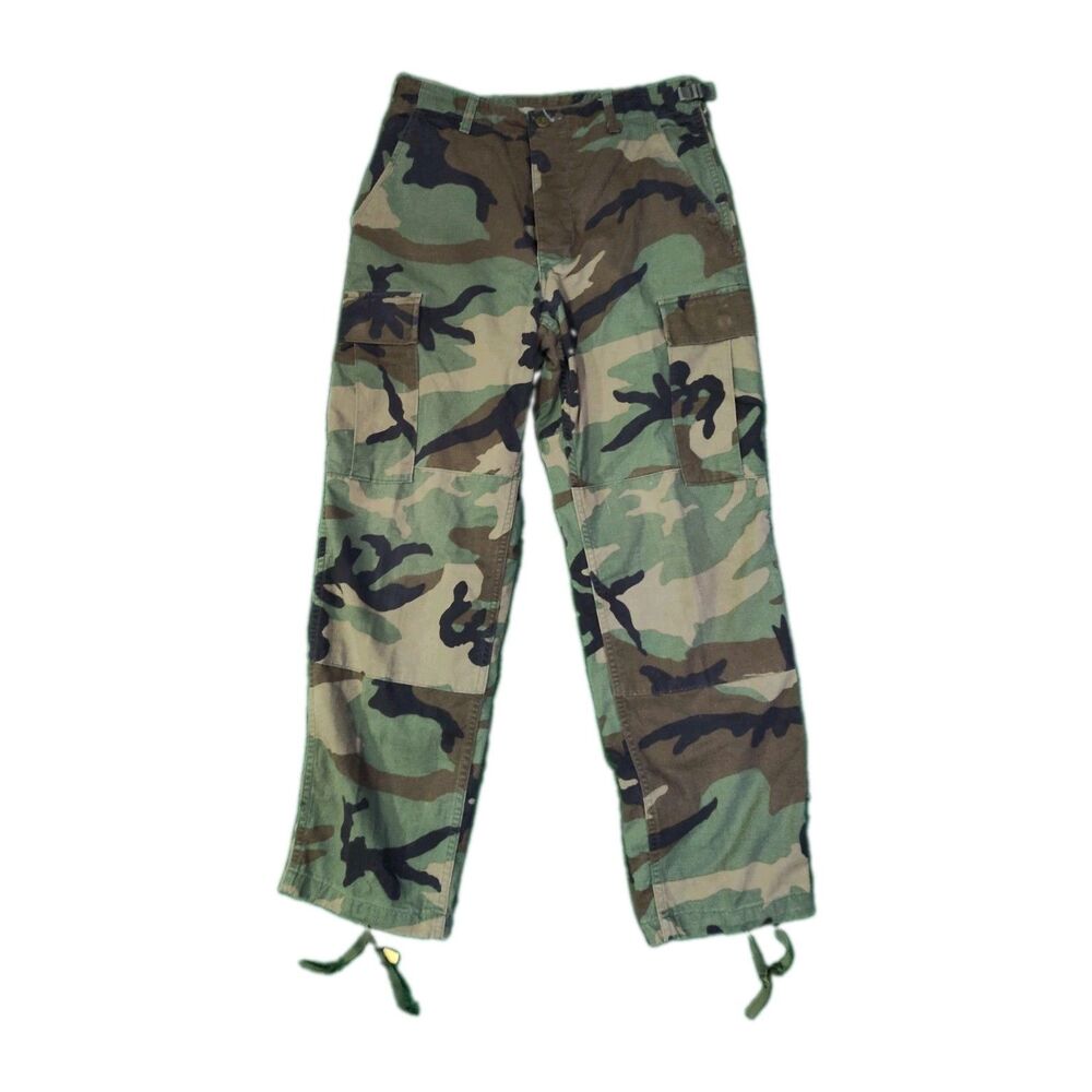 Vintage Military Woodland Camo Rip Stop Cargo Pants Size S 30